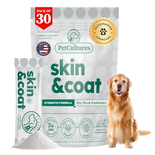 PetCultures Haut- & Fell-Ergänzung, Synbiotische Formel, 2 Mrd. KBE 6 Stämme, 30 Pulverbeutel (Pro Formula)