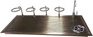 Płukacz szklany， Dzbanek do płukania kubków ze stali nierdzewnej， G1/2In automatyczny profesjonalny dzbanek do płukania， ze stojakiem na kroplownik 4， Kran， do baru hotelowego Kawa Herbaciarnia