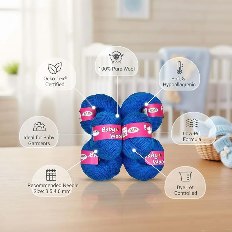 Image of M.G Enterprise 100% Acrylic Wool Multi Royal (Pack of 8) Baby Soft Wool Ball Hand Knitting Wool /Art Craft Soft Fingering Crochet Hook Yarn, Needle Knitting Yarn Thread Dyed -Q