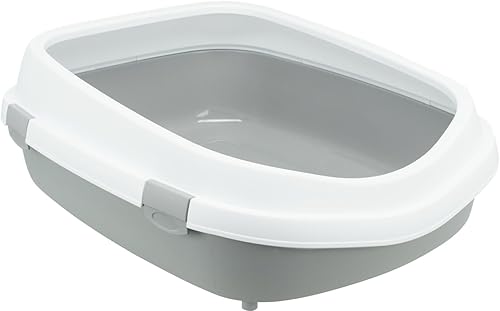 TRIXIE Bac a litiere Primo, avec rebord - XXL - 56 x 25 x 71 cm - Gris et blanc 