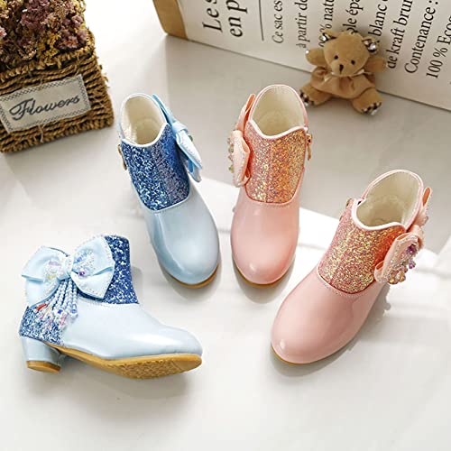 School Shoes for Baby Girls Boots Autumn And Winter Bowknot Cute Children's Kids New Side Zipper Children Boots4