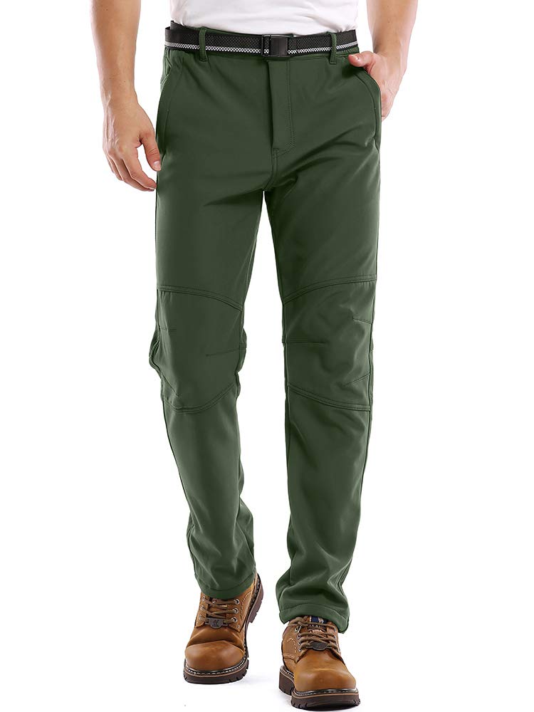 linlonMen's Snow Ski Waterproof Fleece Lined Pants Winter Insulated Outdoor Hiking Mountain Softshell