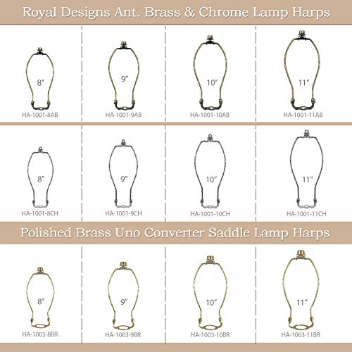 Image of Royal Designs Heavy Duty E26 UNO Socket Lamp Harp Polished Brass 8 inch, Set of 2