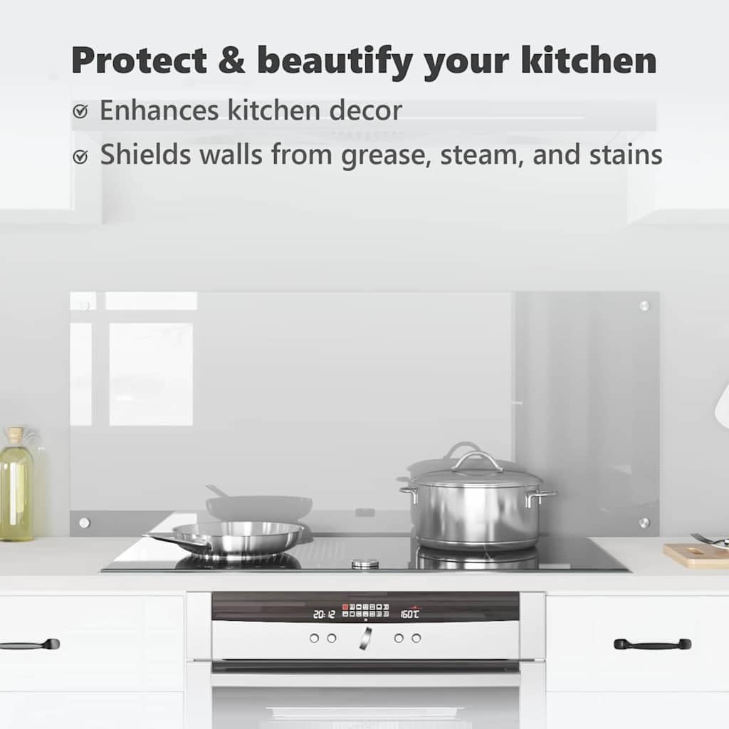 vidaXL Przód kuchenny Jasnoszary 120 x 50 x 0,6 cm szkło hartowane, Nowoczesny backsplash do kuchni, wytrzymała, odporna na ciepło osłona, minimalistyczna panel ochronny
