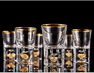 DUJUST Shot Glasses (45ml), Crystal Shot Glass Set Decorated with 24K Gold Leaf Flakes, Cool & Cute Shot Cups, BPA-Free & Lead-Free, Perfect for Décor & Collection, Gift Choices - 6 pcs