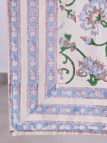 Image of Ravaiyaa - Attitude is everything Cotton Hand Block Printed Table Runner Bed Runner Table Decor (White Floral)
