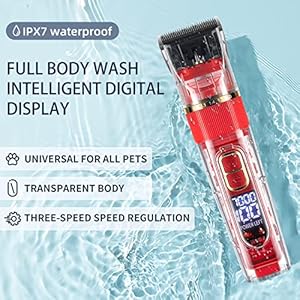 Dog Grooming Kit, Professional Dog Grooming Clippers, Cordless Dog Clippers for Thick Coats, Dog Hair Trimmer, Low Noise Dog Shaver Clippers, Quiet Pet Hair Clippers Tools for Dogs Cats,red
