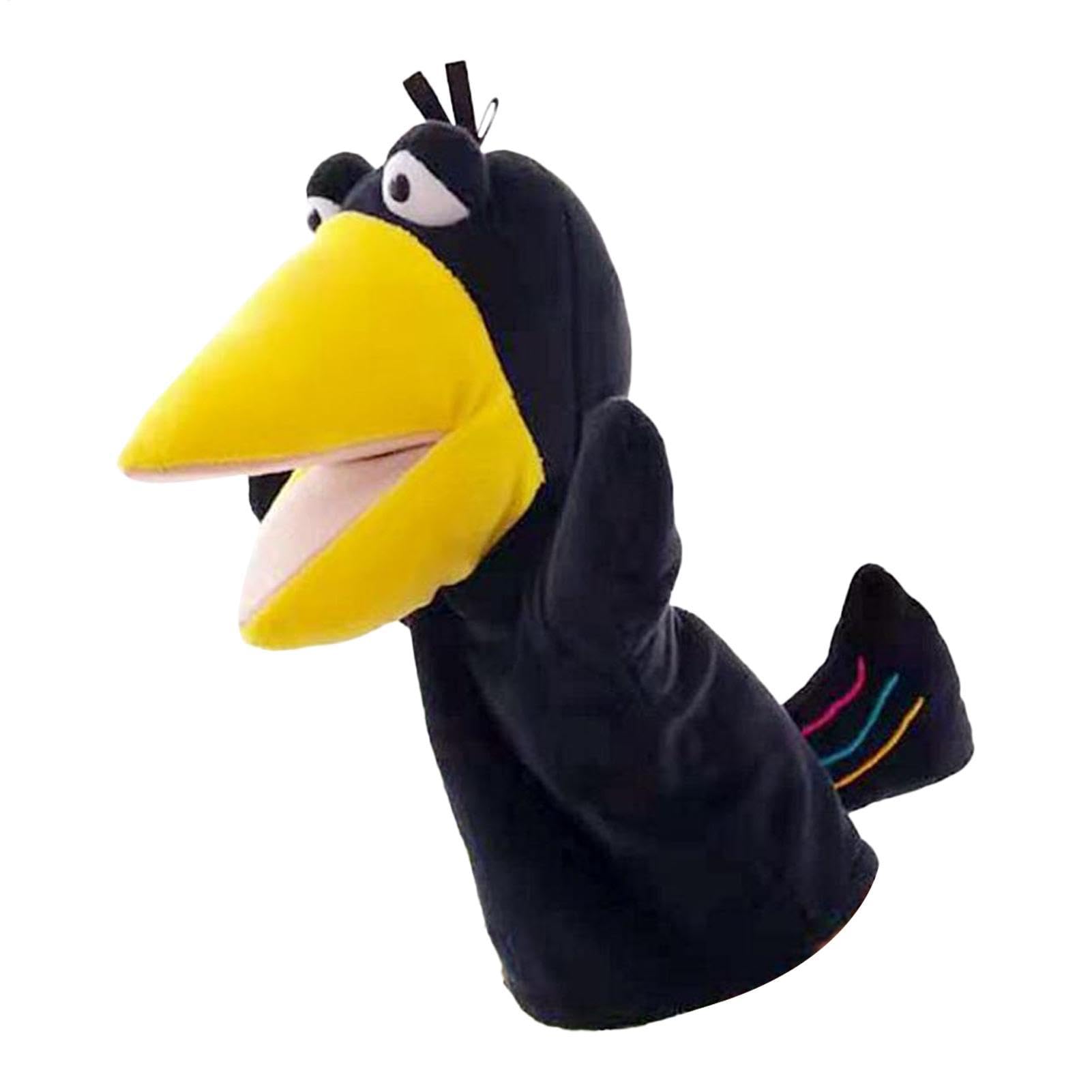 Kids Puppets, Crow Action Hand Puppet, Interactive Plush Stuffed Animal for Storytelling, Role Play, and Educational Play Fun Puppet Toy for Kids Shows Home School Evens and Theater 25cm