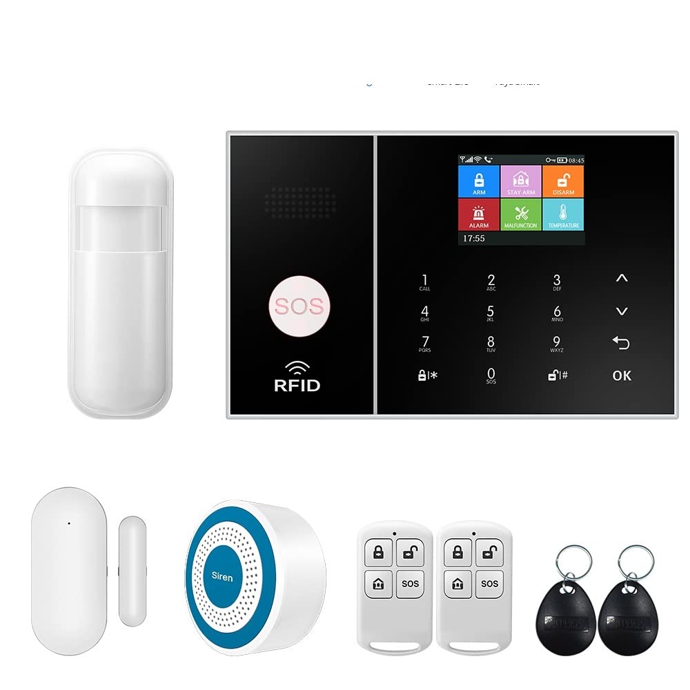 Sistema de Alarma de Seguridad for el hogar gsm WiFi Tuya Smart Life Control Kit de Alarma antirrobo con Sensor de Puerta(Rot)
