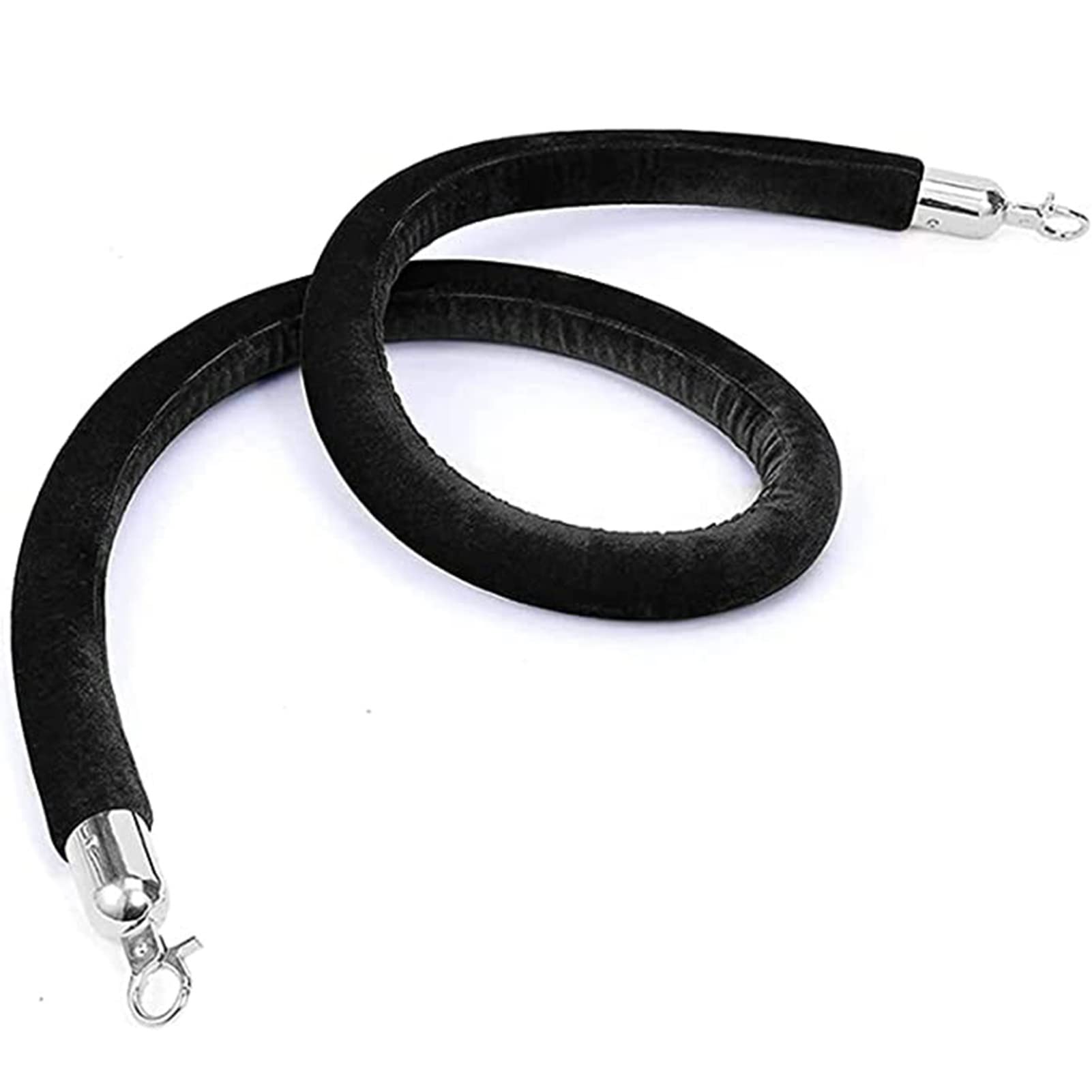 Aioneer Retractable Stanchion Posts With Silver Clasps, Queue Management Barrier Ropes For Crowd Control - Red For Events And Grand Openings-Black-0.6m