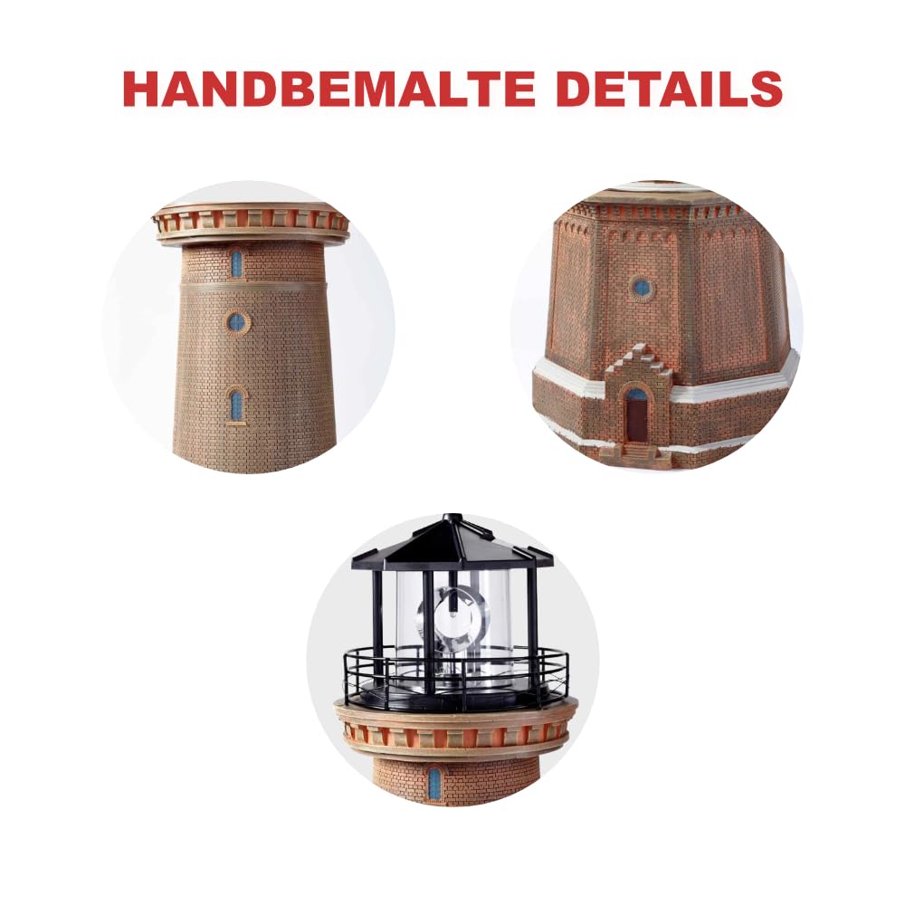 EUROtops Solar-Leuchtturm Borkum, handbemalt, 88 cm, XXL, maritim
