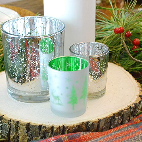 Just Artifacts Mercury Glass Votive Candle Holder 2.75" H (12pcs, Speckled Silver) -Mercury Glass Votive Tealight Candle Holders for Weddings, Parties and Home Decor - Thumbnail 3