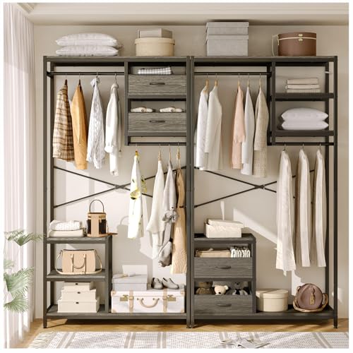 Listado de Armarios de suelo para comprar hoy. 42 SIMPLE ESPACIO Armario Independiente, Organizador de Ropa, Perchero con Barra para Guardar Ropa, Sombreros, Armario Tela de Servicio Pesado para Dormitorio y Estudio,El tamaño...