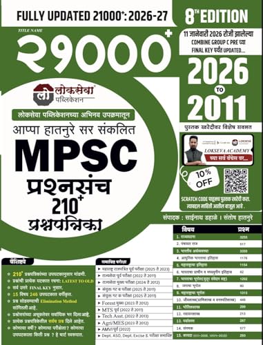 Image of Lokseva - MPSC 21000+ Prashnasanch | 210+ (2011 to 2026) Prashnapatrika By Appa Hatnure Sir | MPSC २१०००+ प्रश्नसंच 210+ प्रश्नपत्रिका | 11 जानेवारी ... पर्यंत UPDATED | New 8th Edition 2026 - 27