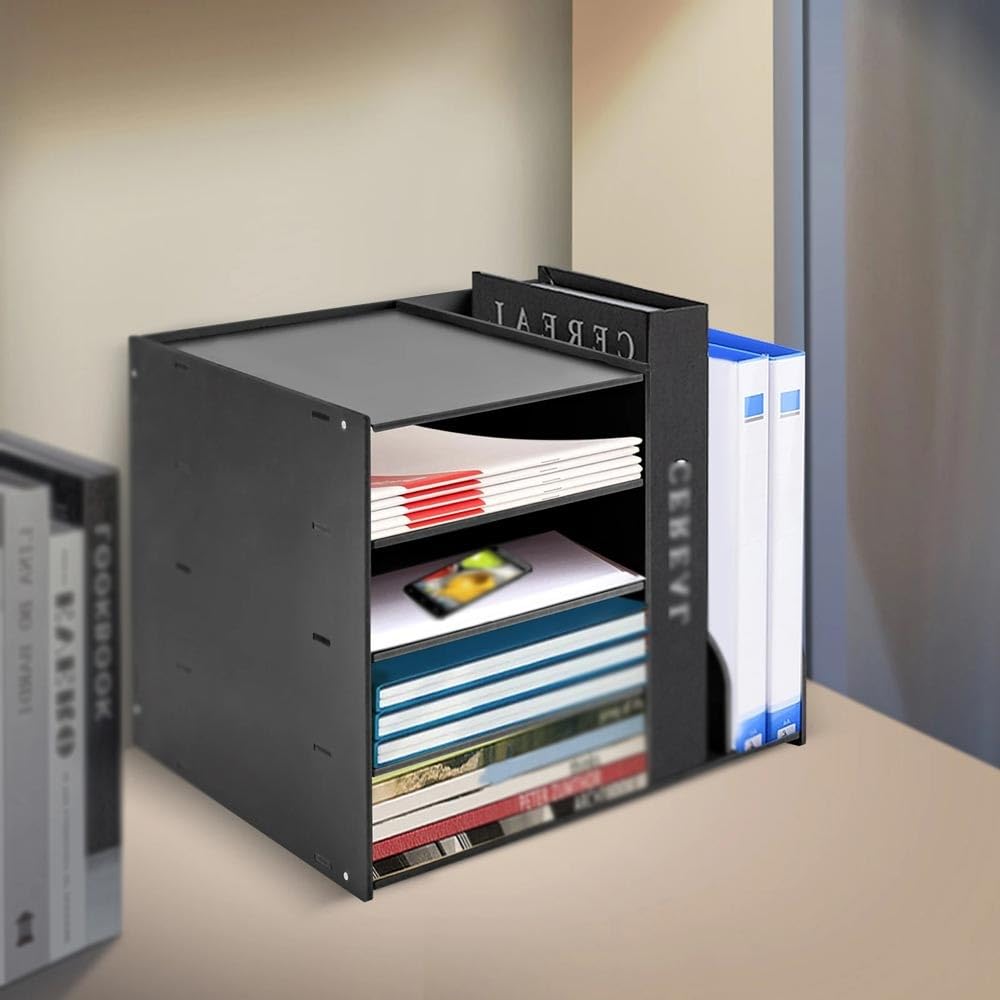 Titolare del file Organizzatore portadocumenti a 4+2 livelli, raccoglitore for documenti in PVC, contiene file, libri, buste(Bianco)