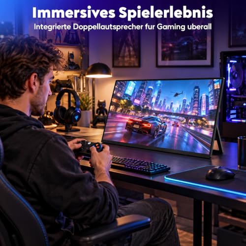 HONGO Portable Monitor 23,8 Zoll 90HZ FHD 2560×1440 IPS Ultradünn, HDR EyeCare Externer Monitor TypeC&HDMI Anschluss für Laptop PC Mac Xbox… – Ansicht 4