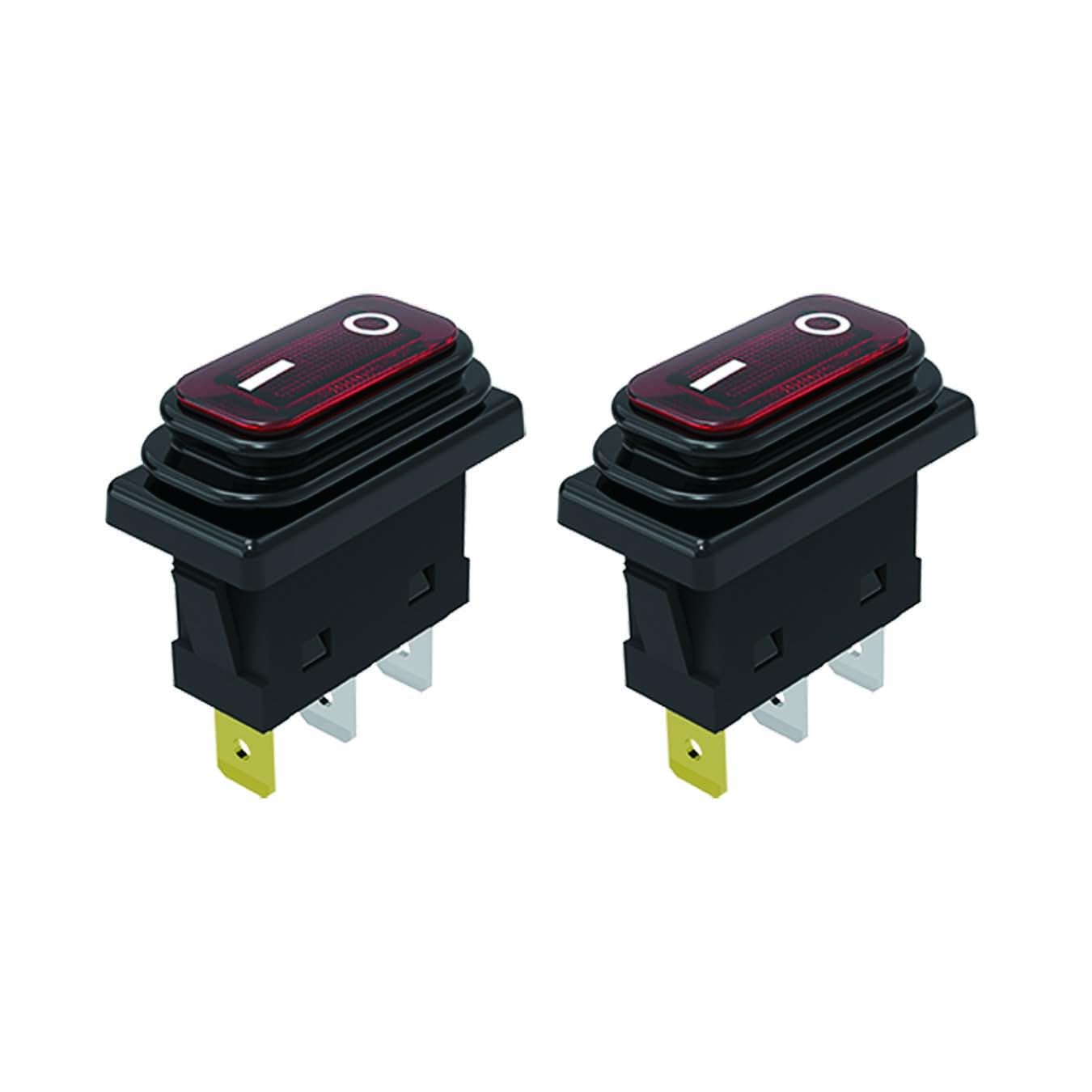lcocove JD 2pcs 30A KCD3 SPST Power Switch 125V/250V AC Push Button Rocker Switch ON/Off Switch 3Pins 2Position Toggle Switch with UL Certificate Light Switches