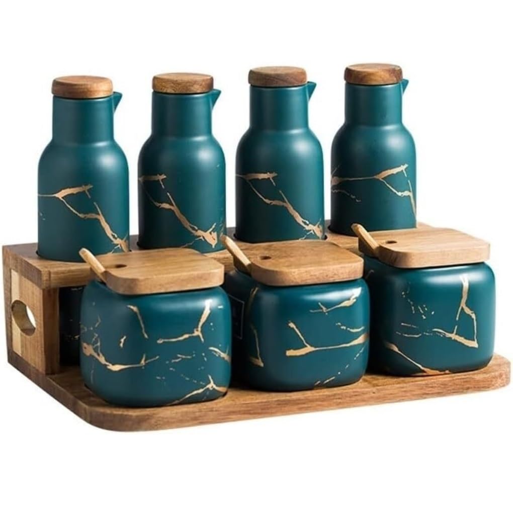 TBLOTYD seasoning Box Container Condiment Container Set Seasoning Pot seasoning Pot Ceramic Seasoning Box Set With Spoon Cover For Home Kitchen Kitchen seasoning Dispen