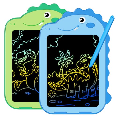 2 Pack LCD Writing Tablet for Kids, 6.5 Inch Colorful Doodle Board Drawing Tablet, Educational Kid Toys, Doodle Pad Dinosaur Toys for 3 4 5 6 7 8 Year Old Boys Girls