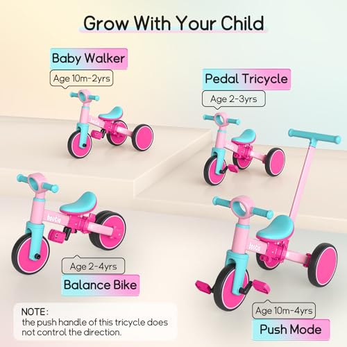 image for Bautia Kids Tricycle with Push Handle for Toddlers 1-4 Years Old Boys 