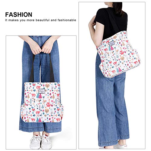 Image of KAMO Floral Tote Bag - Waterproof Lightweight Handbags Travel Shoulder Bag for Hiking Yoga Gym Swimming Travel Beach
