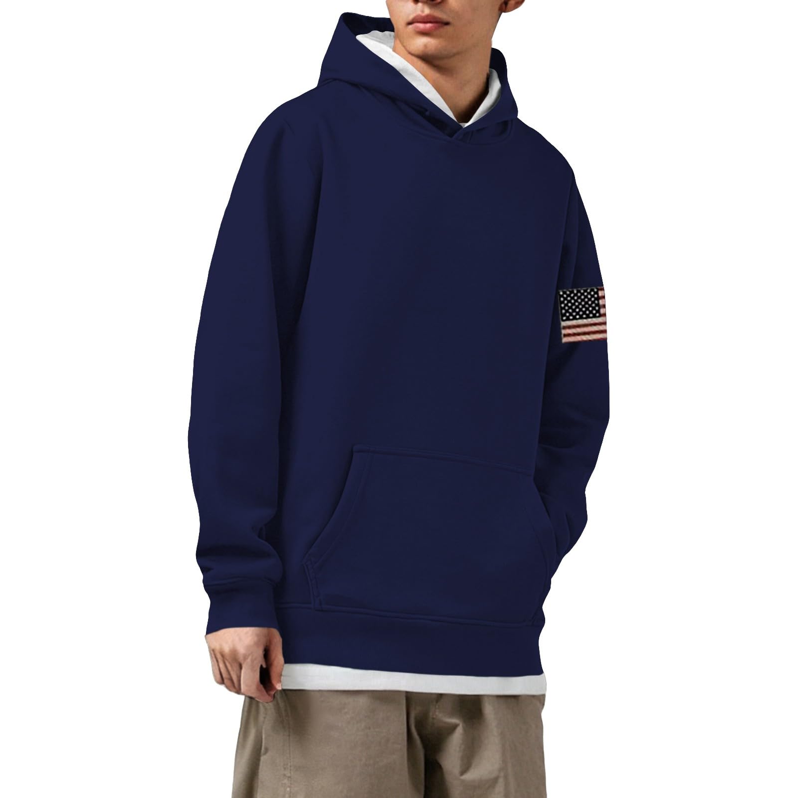 Sudadera c&oacute;moda y transpirable de hombre con forro interior suave azul oscuro 6