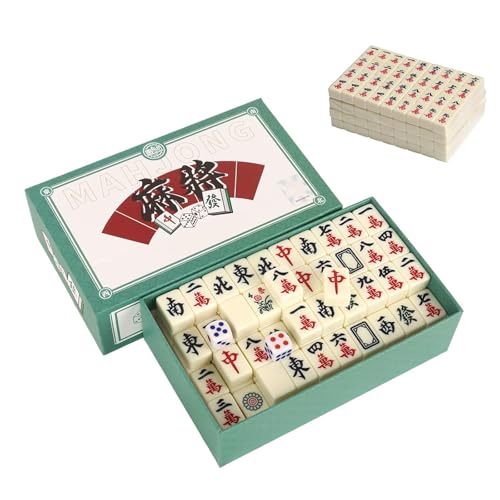 Mini Mahjong Game White Engraved Majong Set 144 Tiles Mahjong Set Portable Chinese Toy With Box for Family Leisure Time Travel