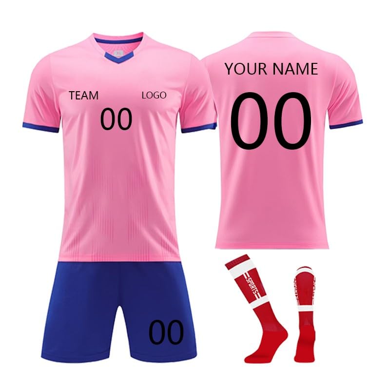 Genérico Equipacion Futbol Niños Personalizada, Camisetas Futbol Niño con Tu Nombre y Número Equipación, Personalizar Camiseta De Fútbol Para Niños