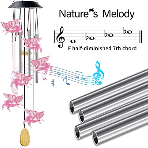Aionasa Pig Solar Wind Chimes With 4 Music Aluminum Tubes, 7 Colors Changing Outdoor Waterproof Flying Pig Led Wind Bell, Patio Garden Yard Decor(Gifts For Dad,Mom, Women, Gardening Gifts) #TOP2