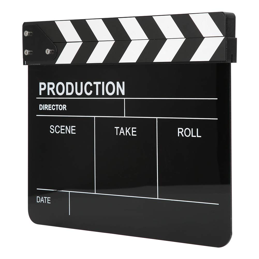 Clapperboard, Movie Clapboard Akrylowy Wbudowany Magnes Clapperboard Dźwięk Czysty I Wyraźny Nadaje Się Do Edycji Produkcji Wideo Film Film Fotografia Aparatem(Biały pasek)