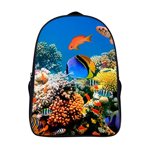 Sac à dos scolaire pour enfants grand format motif poisson fashion pour étudiant et ado
