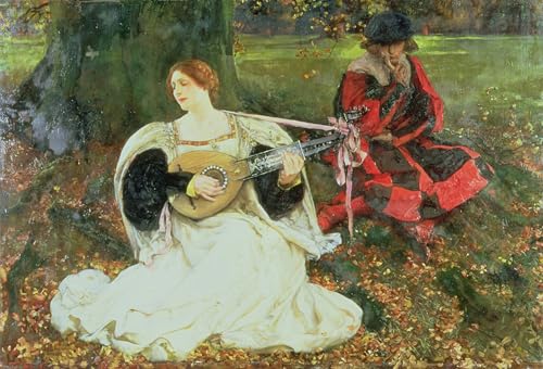 Affiche Edwin Austin Abbey Juste est mon amour, portrait sur toile romantique pour salon chic