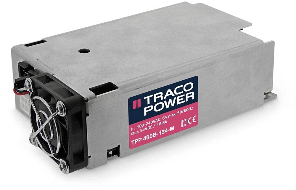 TRACOPOWER AC-DC Power Supply, TPP 450-124B-M, 24V dc, 18.75A, 450W, 1 Output, 85 → 264V ac Input Voltage
