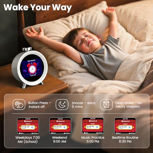 Dekala ChronoSense Smart Alarm Clock for Bedroom Temperature Humidity, 7-Day Programmable 4 Alarms, 100dB Loud Gradual Alarm for Heavy Sleeper, Hourly Chime, White Noise Sound Machine, App Control - Image 3