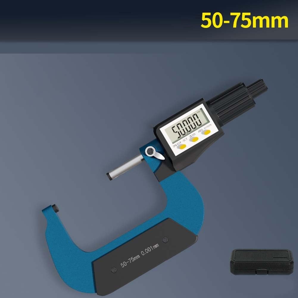 Micrómetro Digital Exterior 25-50mm Aleación Desgaste Medidor Espesor 0.001mm Instrumento Metrología Uso para profesional(50-75mm)