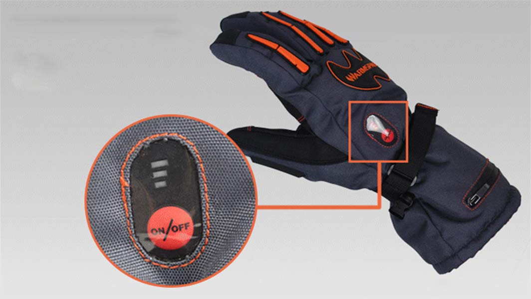 Electric Gloves Outdoor Sci Equitazione Ricarica Cinque Dita Riscaldamento Caldo Impermeabile Antivento Guanti Touch Screen,Black