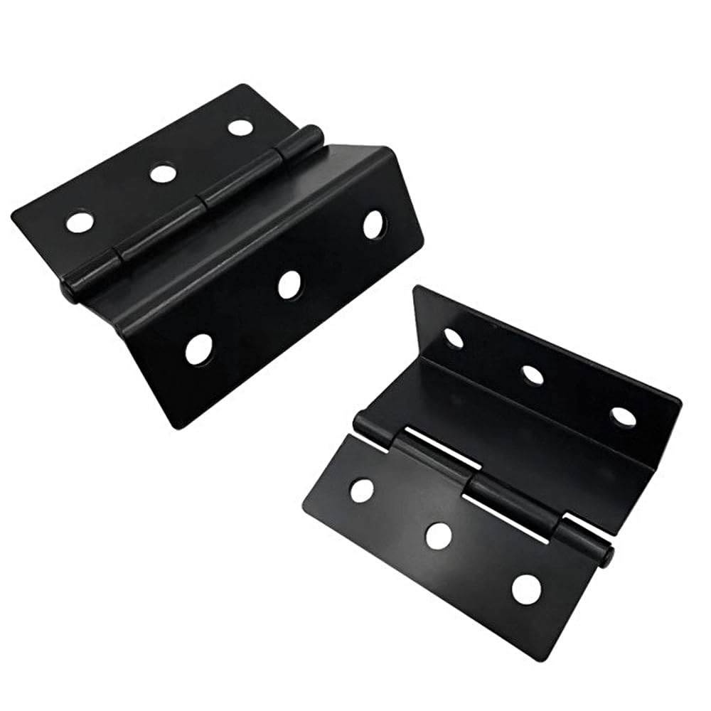 2 Pieces Three Fold Hinges Folding Cabinet Hinges 6-Hole Cranked Hinge for Windows Cabinets Boxes-Black-76 * 24 * 1.8MM