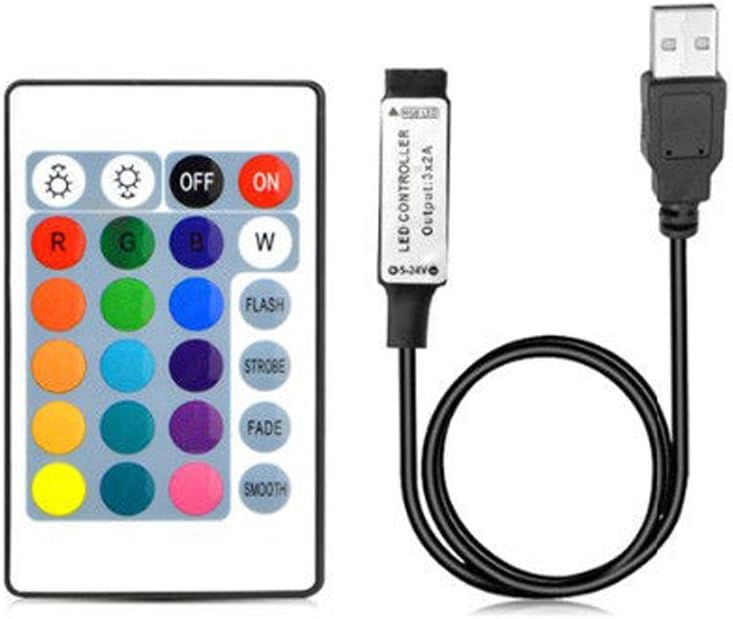 VIPMOON 24 Key IR Remote Control, DC 5V 1m USB Inline IR Controller