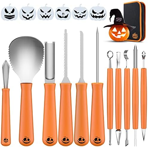 17Pcs Pumpkin Carving Kit, Professional Stainless Steel Pumpkin Knives Tools with Zipper Bag Pumpkin Knife Carver Pumpkin Sculpting Set for Adults Kids Halloween Party Decorating Jack-O-Lanterns 17Pcs Pumpkin Carving Kit, Professional Stainless Steel Pumpkin Knives Tools with Zipper Bag Pumpkin Knife Carver Pumpkin Sculpting Set for Adults Kids Halloween Party Decorating Jack-O-Lanterns