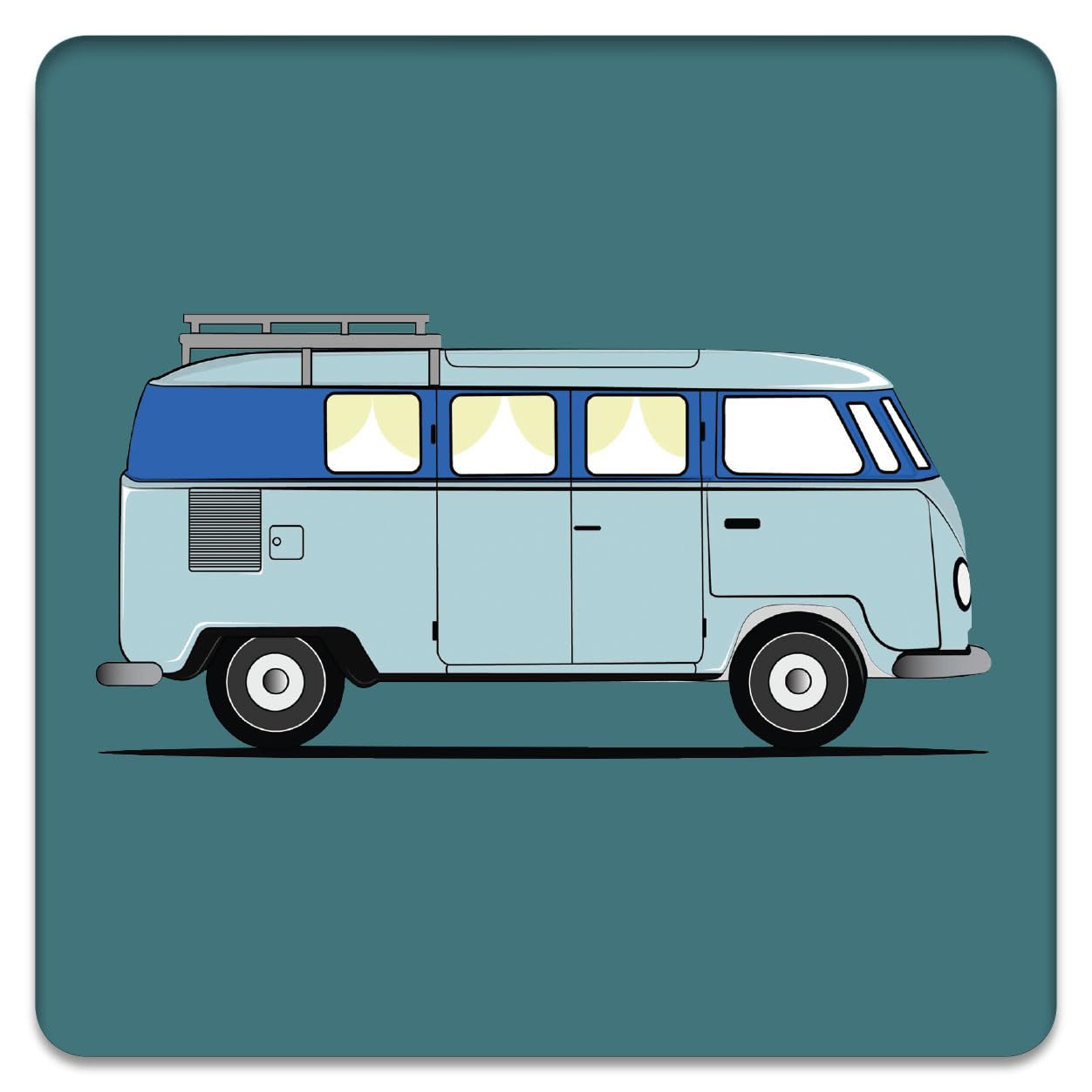 Coach House Partners Blue Camper Van Drinks Coaster (One), For Camper Enthusiasts, For Birthdays, Christmas, Father's Day And Any Occasion, 10 X 10 Cms