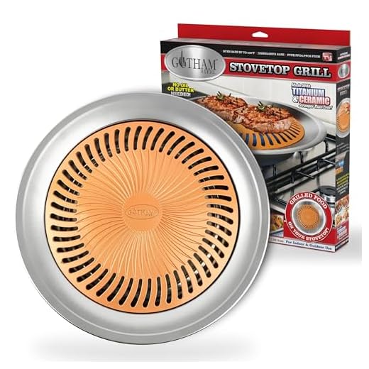 Gotham Steel Titanium and Ceramic Non-stick Smokeless Stove Top Grill - Healthy Indoor Kitchen BBQ Grill