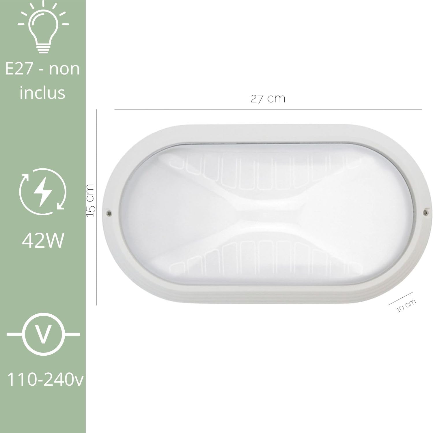 hublot exterieur PLAFF - plafonnier exterieur IP65 - des cave - lampe extérieure murale E27 - plafonnier extérieur mur terrasse 42 W - plafonnier