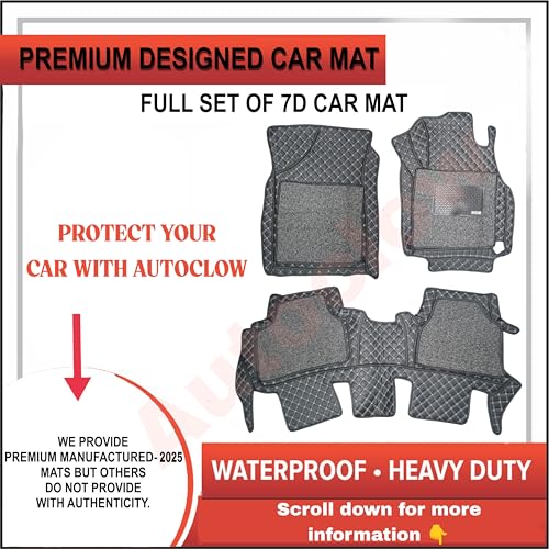 Image of Autoclow /Premium 7D Car Mat for TATA NEXON (Model : 2017-2025) || Luxury Leather Dual-Stitch 7D Car Floor Mat Full Set || 100% Waterproof || Color : Silver Stitch-Silver Grass (Design-1)