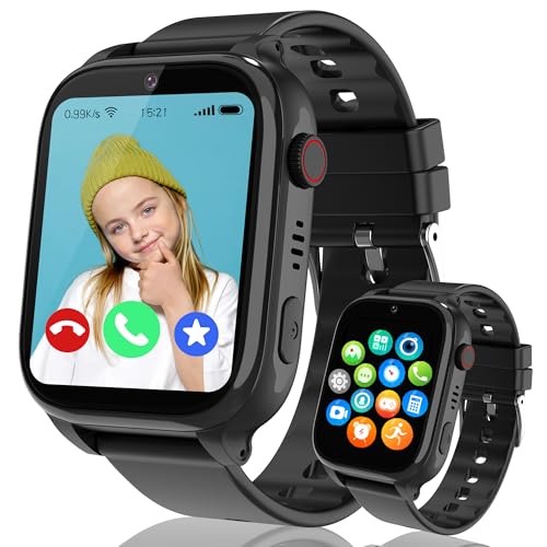 GPS Montre Connectée Enfant Téléphone, IP68 Étanche, 4G Appel SOS Vidéo WiFi GPS, Mode Classe, Réveil, Calculatrice, Réponse Automatique, Verrouillage...