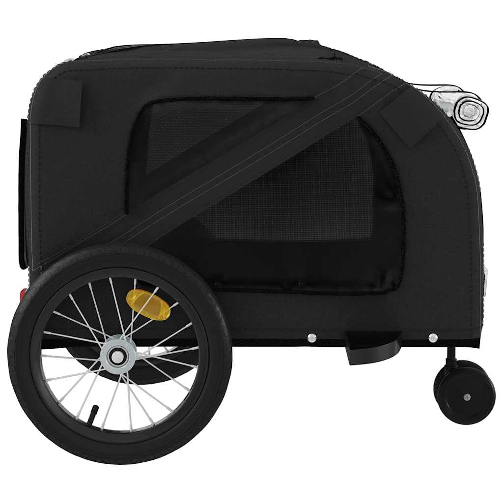 Mangloder Fahrradanhänger Hunde Schwarz aus Oxford-Gewebe und Eisen, klappbar mit PVC-Dach, 121 x 63 x 65 cm, 45 kg Traglast, für Transport Reise Spaziergang und Outdoor