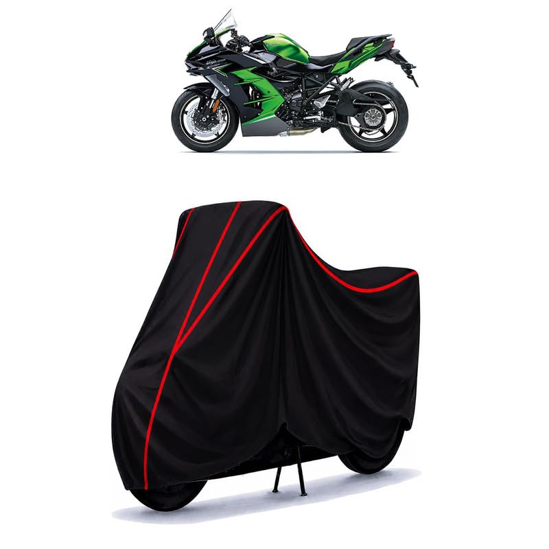 Image of Ninja H2 SX SE Water Resistant Bike Cover for All Motorcycles & Rain | Heavy Duty Taffeta Fabric | UV Protection, Dustproof, Scratchproof | All Weather Two Wheeler Body Cover with Elastic Bottom