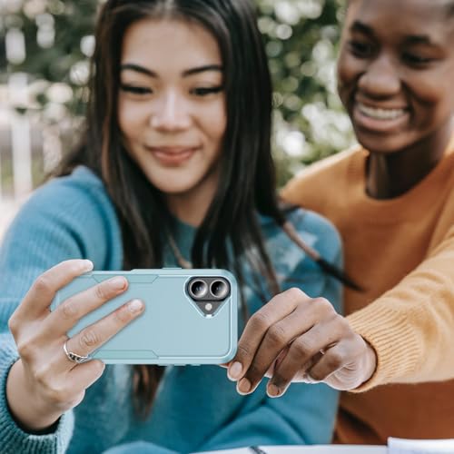 Image of Cubix Full Body Armor Cover for iPhone 16 Plus Pouch Hard PC + Soft TPU 3-Layer Military Grade Back Case (Aqua)