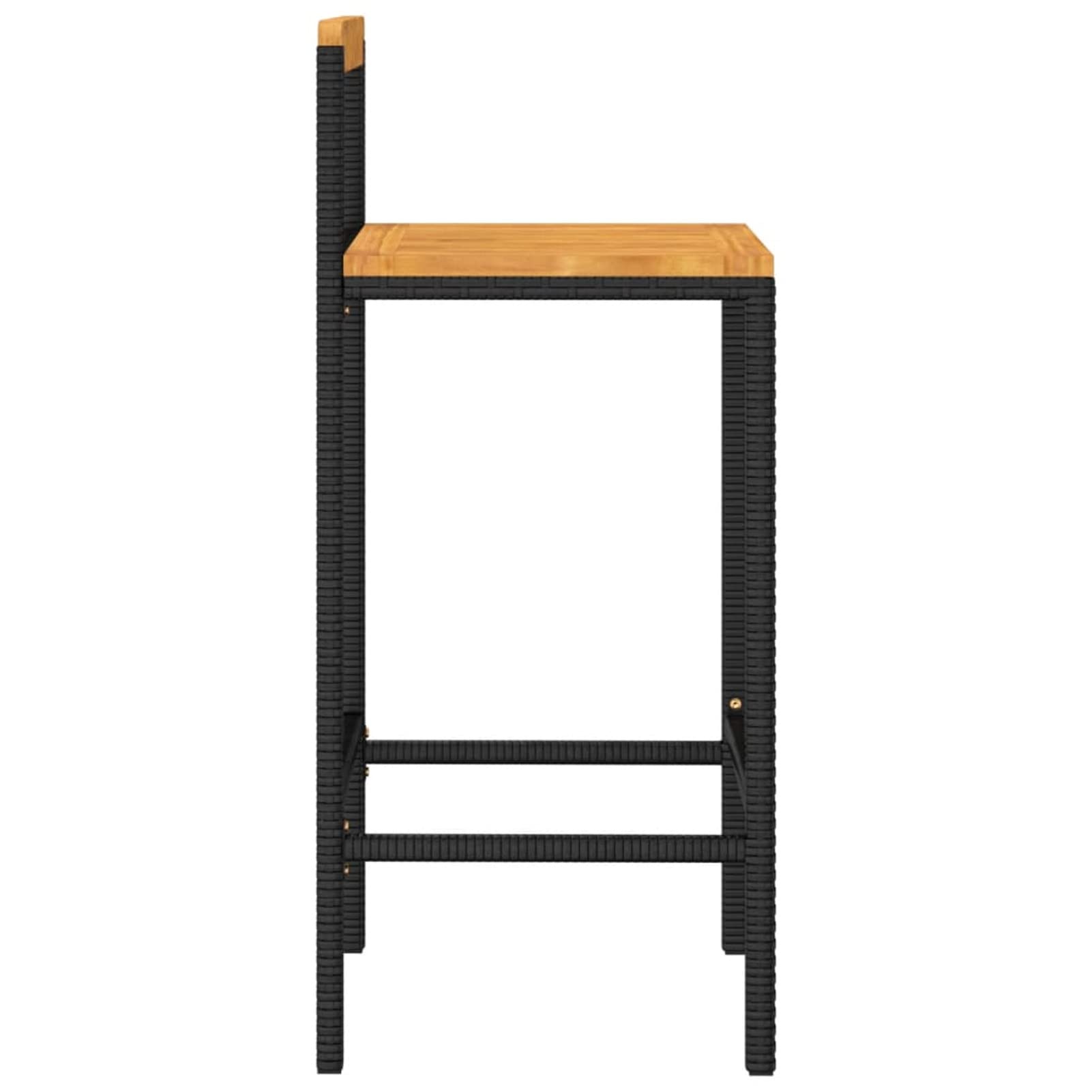 Homgoday Taburetes de bar, 4 unidades, color negro, poliratán y madera maciza de acacia, silla de oficina, silla de oficina, silla de escritorio para salón o dormitorio