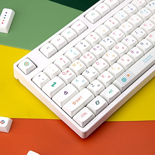 127 Keys XDA Profile Custom PBT Dye Sublimation Keycaps Compatible with All Mechanical Gaming Keyboards for TTC Gateron Kailh Holy Panda Cherry MX Switches(Neon Lights with Korean)
