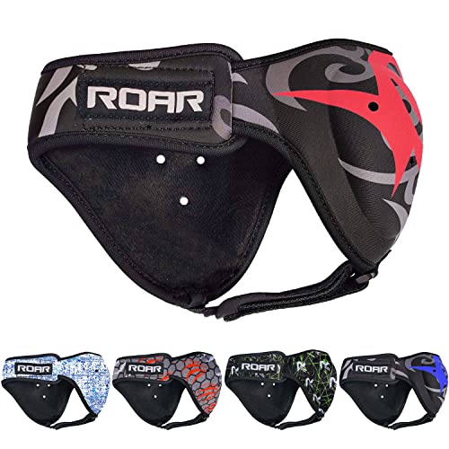 Roar Wrestling Headgear MMA Grappling Ear Guard BJJ, Headgear for Wrestling, Jiu Jitsu Ear Guard, Sparring, Fighting, Martial Arts Helmet (Eagle-Red)